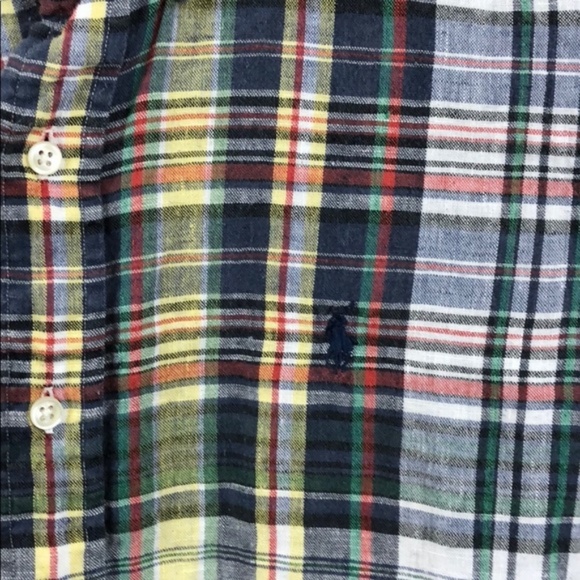 Polo Madras Short Sleeve Button Down Plaid Men’s - Picture 2 of 6